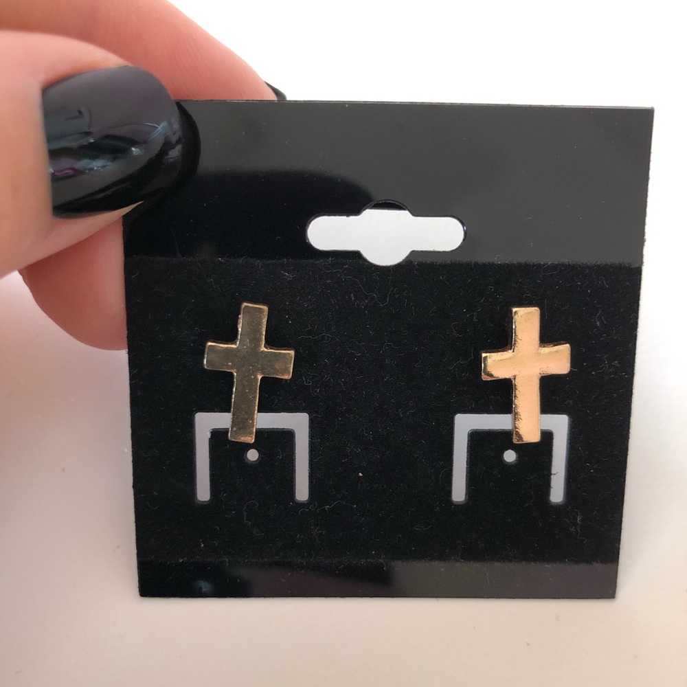 Gold cross studs